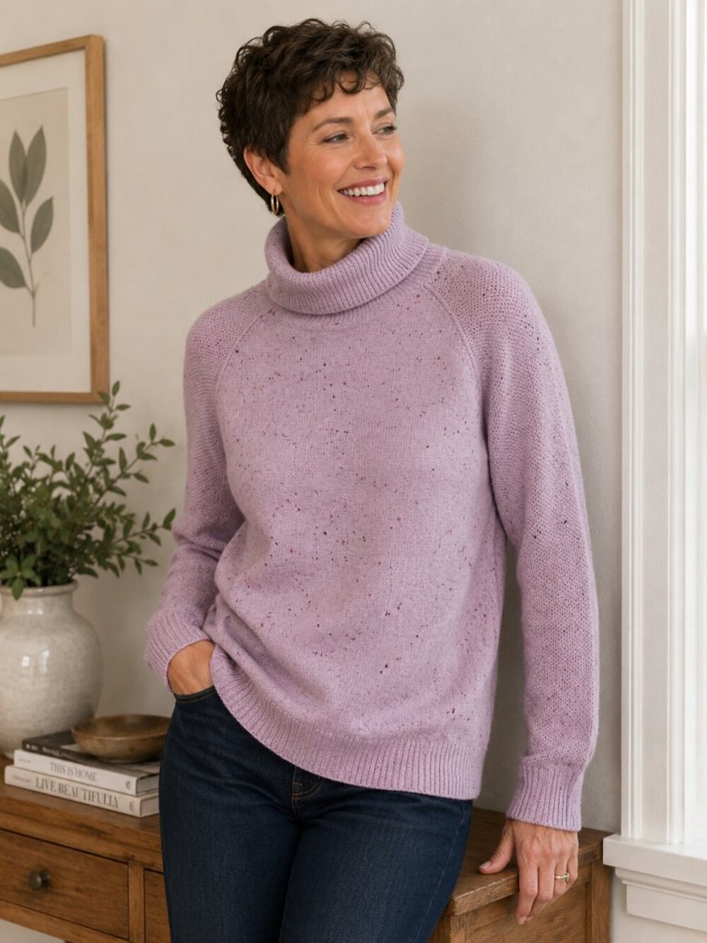 LOFT Speckled Turtleneck Sweater